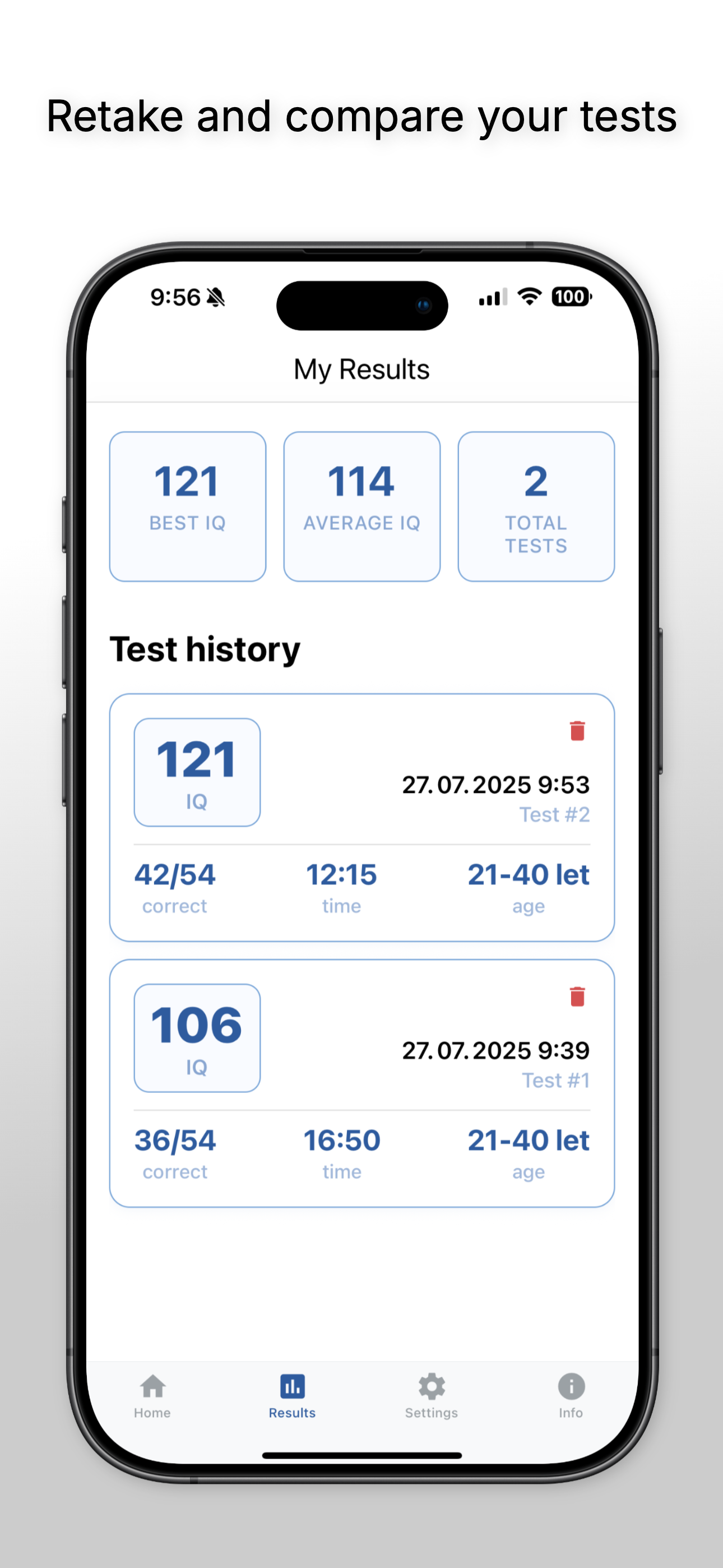 Test history